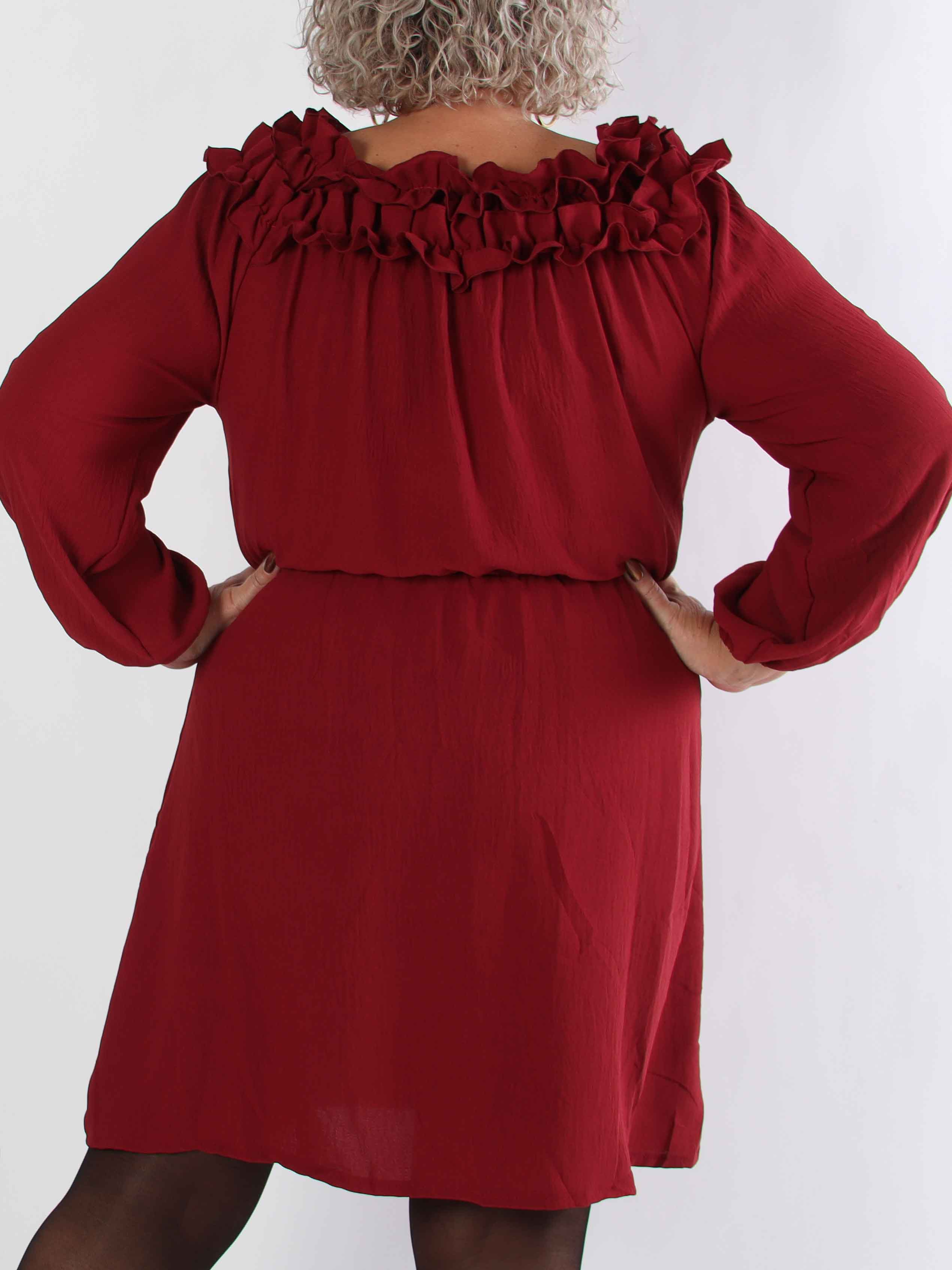 Chili Fitted Dress - Plus size kjole med flæsekant og elastik i taljen